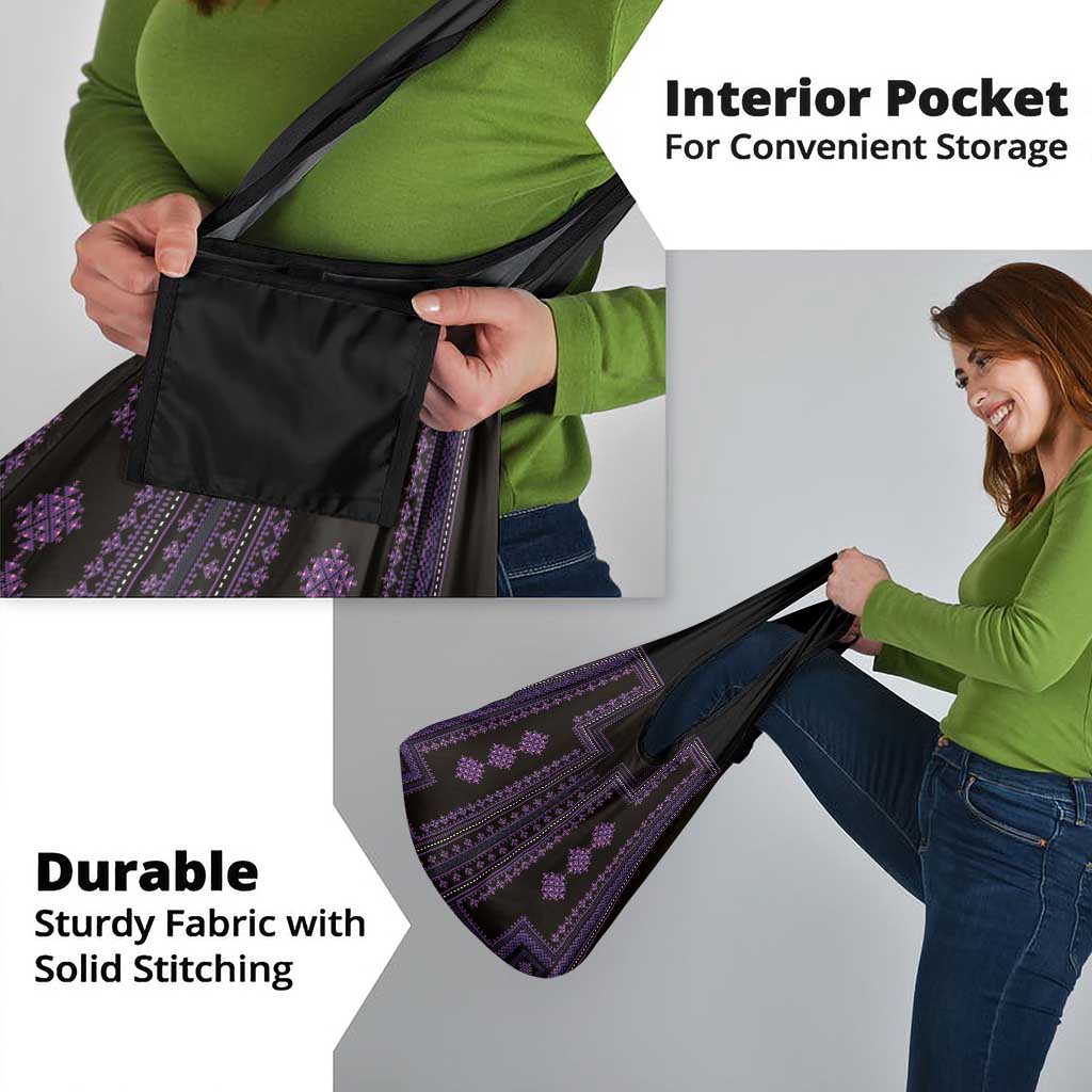 Bulgaria Traditional Pattern Purple Grocery Bag Balkan Culture