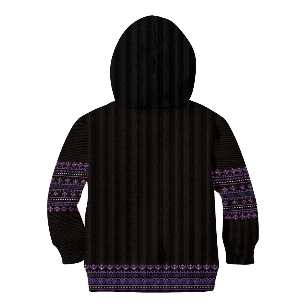 Bulgaria Traditional Pattern Purple Kid Hoodie Balkan Culture - Wonder Print Shop