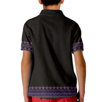 Bulgaria Traditional Pattern Purple Kid Polo Shirt Balkan Culture - Wonder Print Shop
