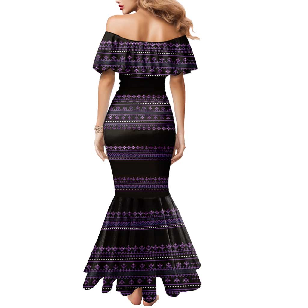 Bulgaria Traditional Pattern Purple Mermaid Dress Balkan Culture - Wonder Print Shop