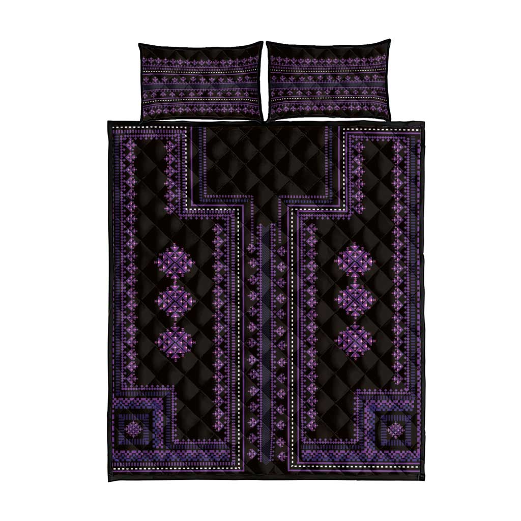 Bulgaria Traditional Pattern Purple Quilt Bed Set Balkan Culture - Wonder Print Shop