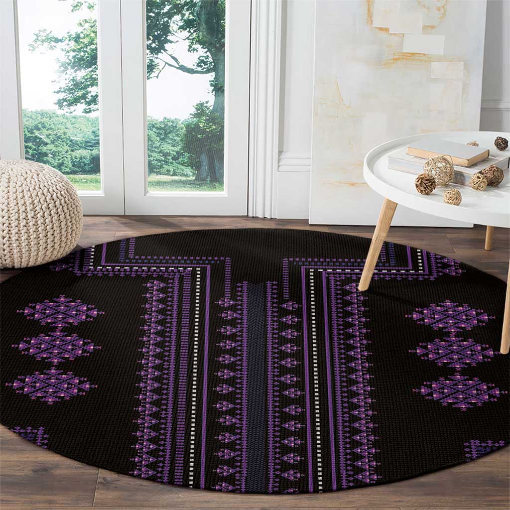 Bulgaria Traditional Pattern Purple Round Carpet Balkan Culture