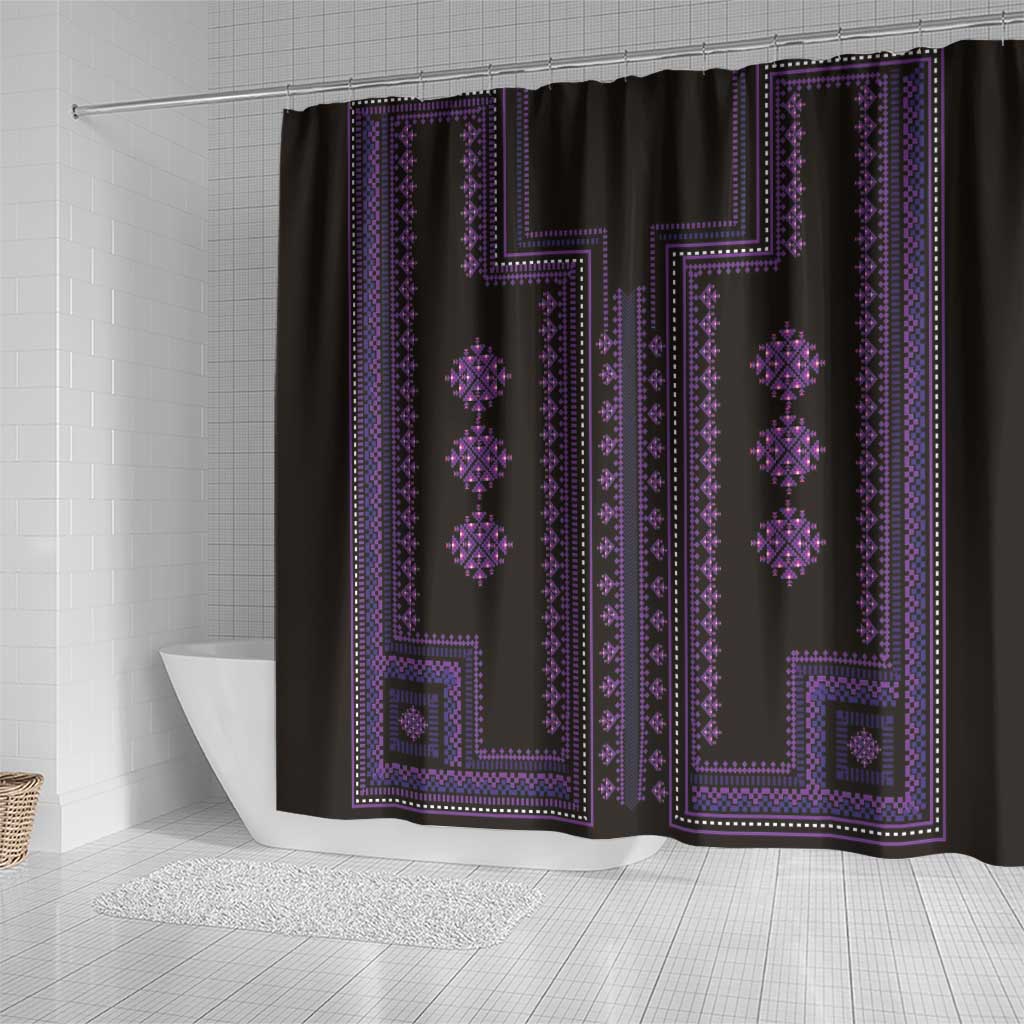 Bulgaria Traditional Pattern Purple Shower Curtain Balkan Culture