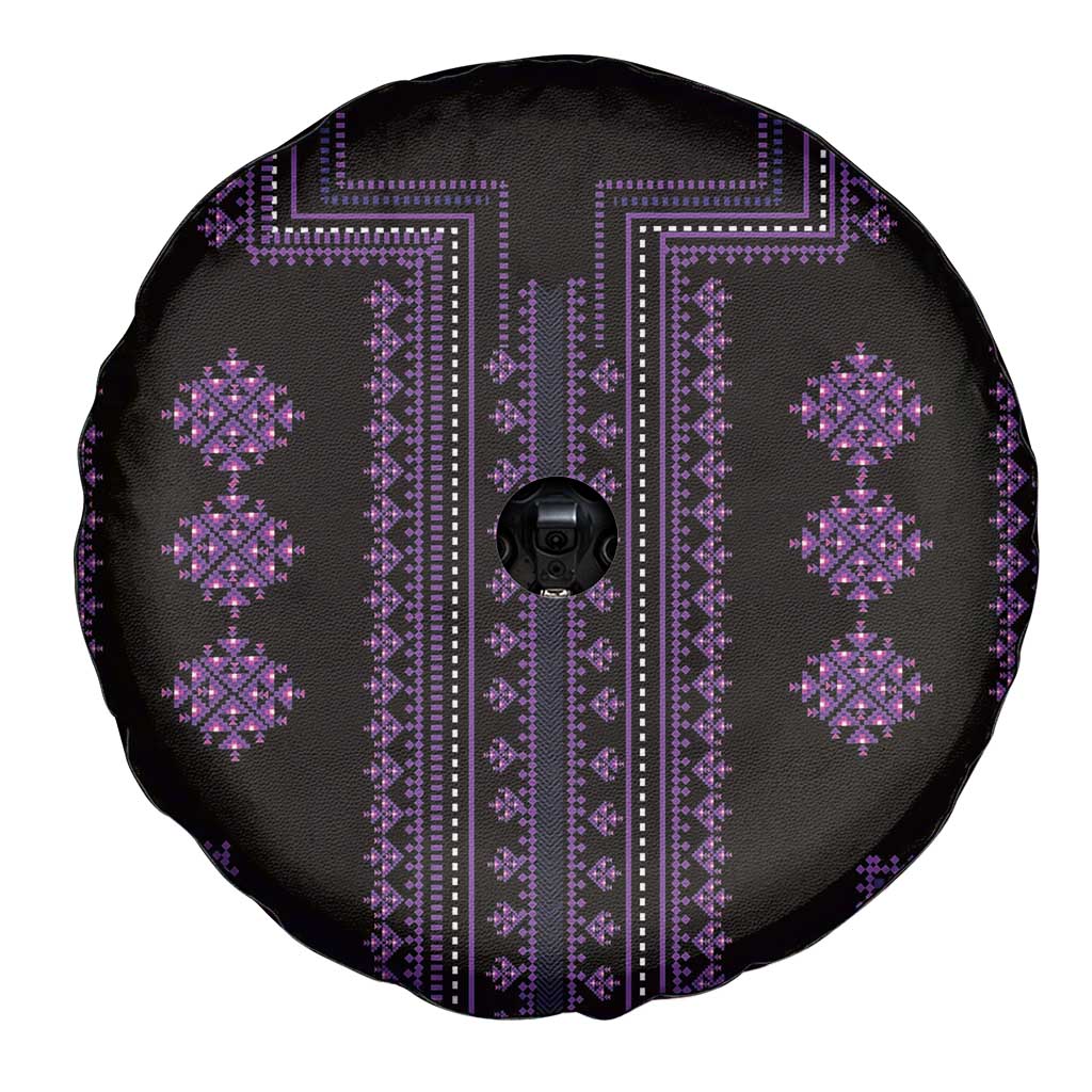 Bulgaria Traditional Pattern Purple Spare Tire Cover Balkan Culture - Wonder Print Shop