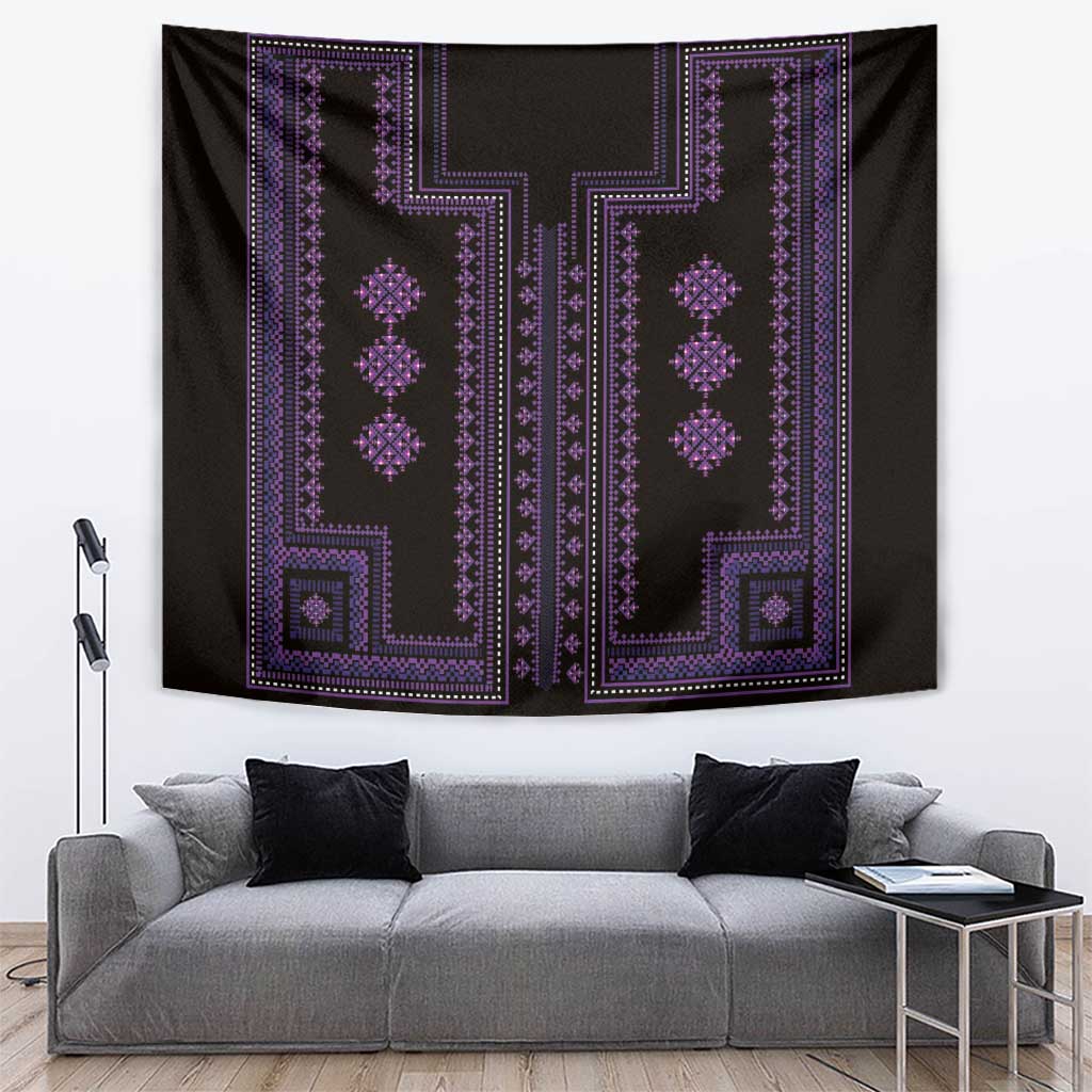 Bulgaria Traditional Pattern Purple Tapestry Balkan Culture - Wonder Print Shop