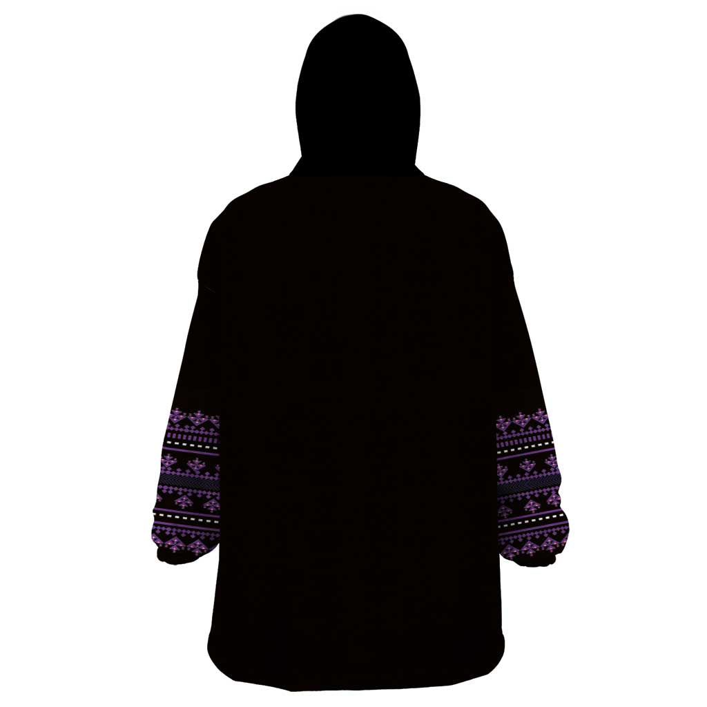 Bulgaria Traditional Pattern Purple Wearable Blanket Hoodie Balkan Culture - Wonder Print Shop