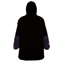 Bulgaria Traditional Pattern Purple Wearable Blanket Hoodie Balkan Culture - Wonder Print Shop
