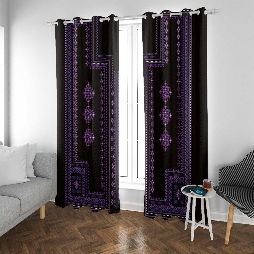 Bulgaria Traditional Pattern Purple Window Curtain Balkan Culture - Wonder Print Shop