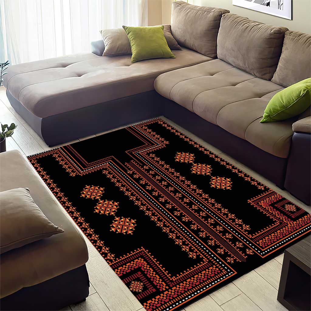 Bulgaria Traditional Pattern Red Area Rug Balkan Culture - Wonder Print Shop