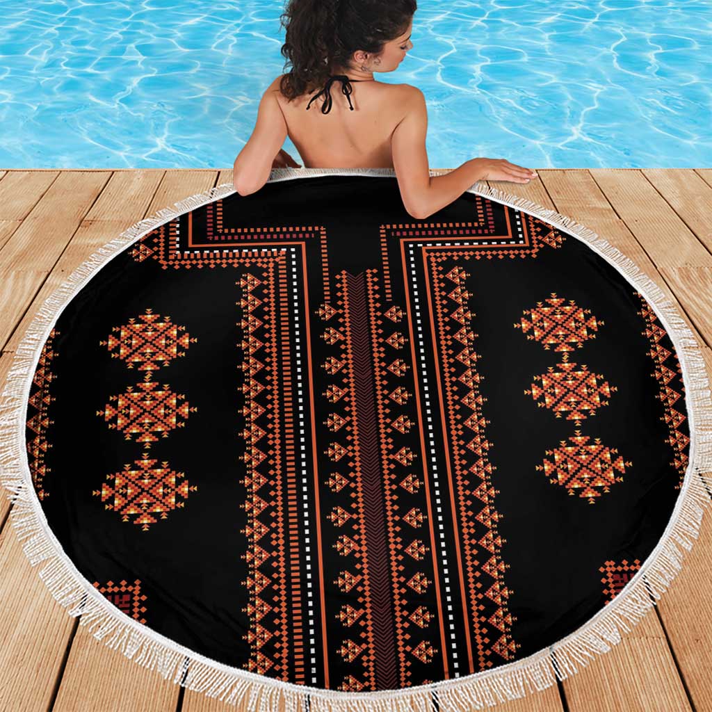 Bulgaria Traditional Pattern Red Beach Blanket Balkan Culture - Wonder Print Shop