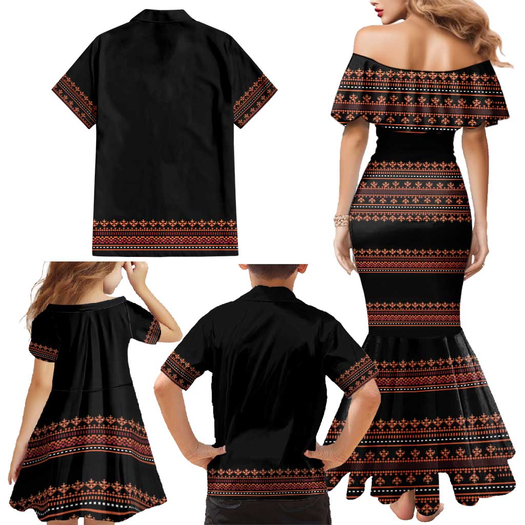 Bulgaria Traditional Pattern Red Family Matching Mermaid Dress and Hawaiian Shirt Balkan Culture - Wonder Print Shop