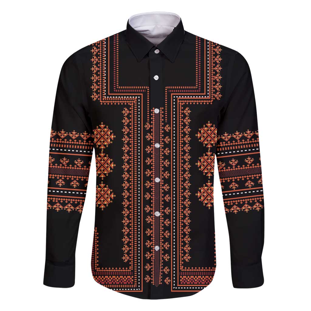 Bulgaria Traditional Pattern Red Family Matching Off Shoulder Maxi Dress and Hawaiian Shirt Balkan Culture - Wonder Print Shop