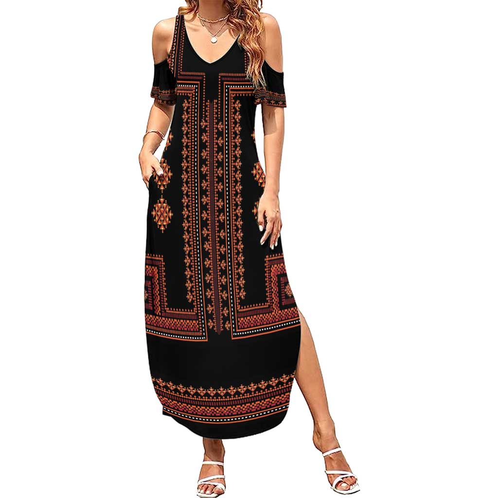 Bulgaria Traditional Pattern Red Family Matching Summer Maxi Dress and Hawaiian Shirt Balkan Culture - Wonder Print Shop