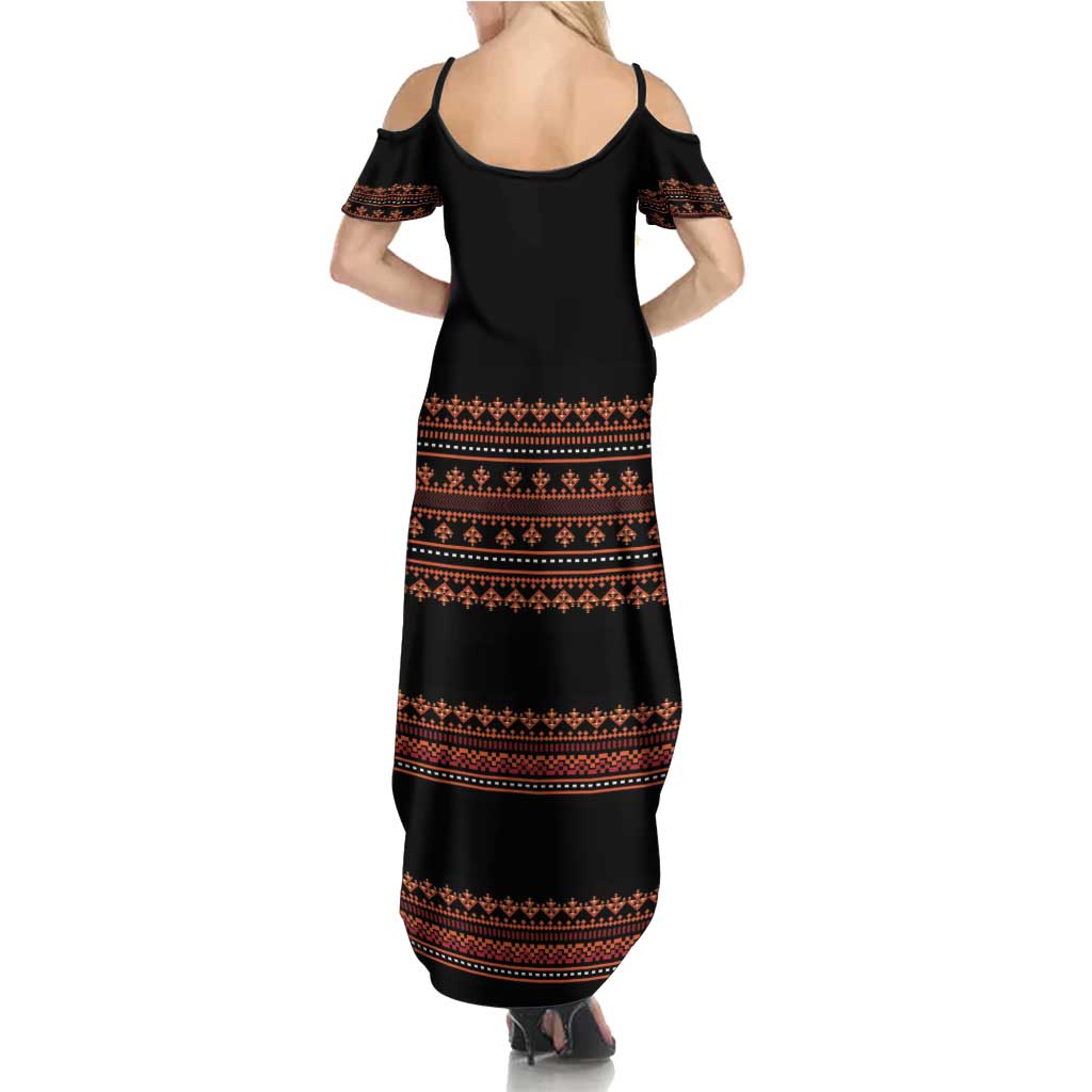 Bulgaria Traditional Pattern Red Family Matching Summer Maxi Dress and Hawaiian Shirt Balkan Culture - Wonder Print Shop