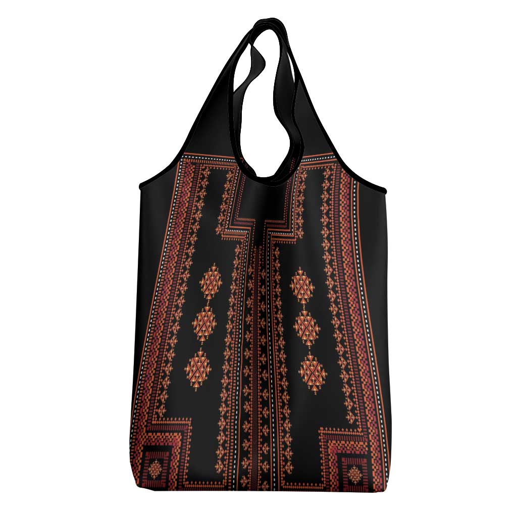 Bulgaria Traditional Pattern Red Grocery Bag Balkan Culture