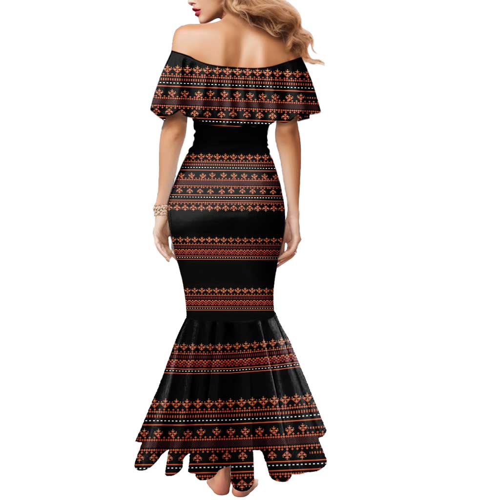 Bulgaria Traditional Pattern Red Mermaid Dress Balkan Culture - Wonder Print Shop