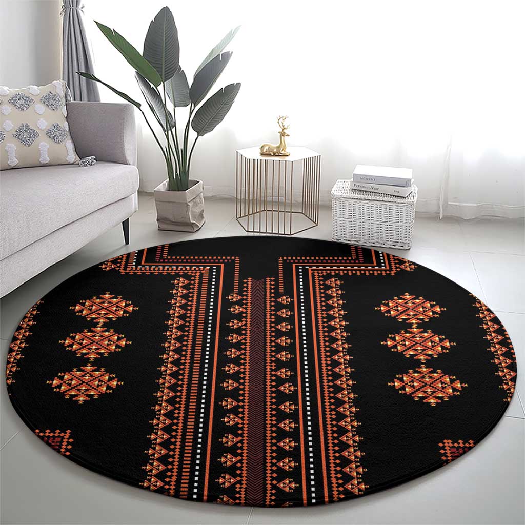 Bulgaria Traditional Pattern Red Round Carpet Balkan Culture
