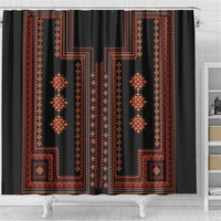 Bulgaria Traditional Pattern Red Shower Curtain Balkan Culture