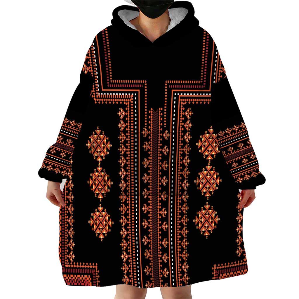 Bulgaria Traditional Pattern Red Wearable Blanket Hoodie Balkan Culture - Wonder Print Shop