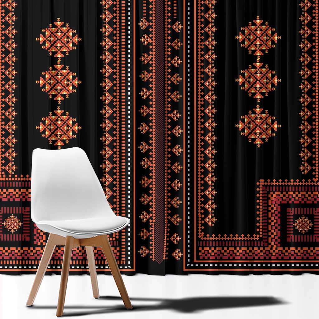 Bulgaria Traditional Pattern Red Window Curtain Balkan Culture - Wonder Print Shop