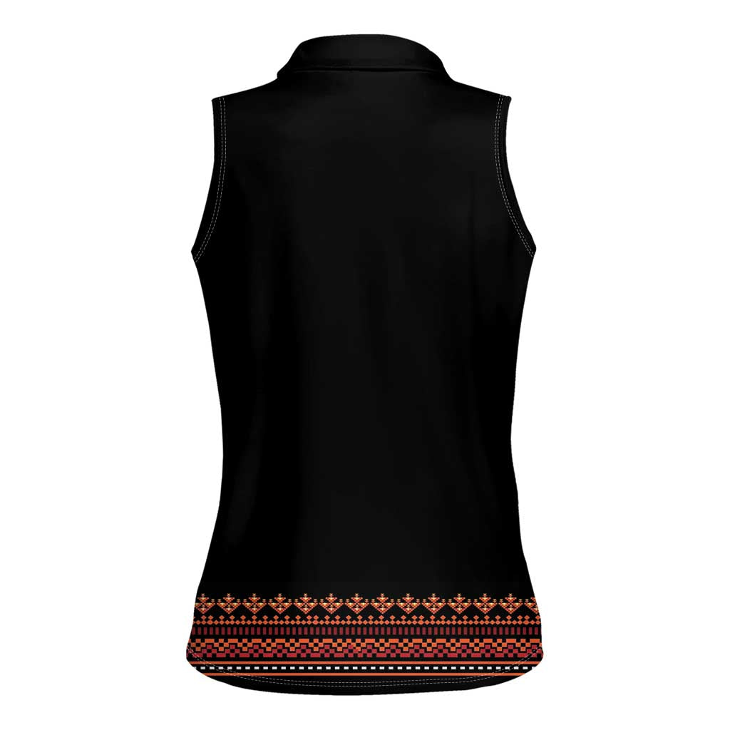 Bulgaria Traditional Pattern Red Women Sleeveless Polo Shirt Balkan Culture - Wonder Print Shop