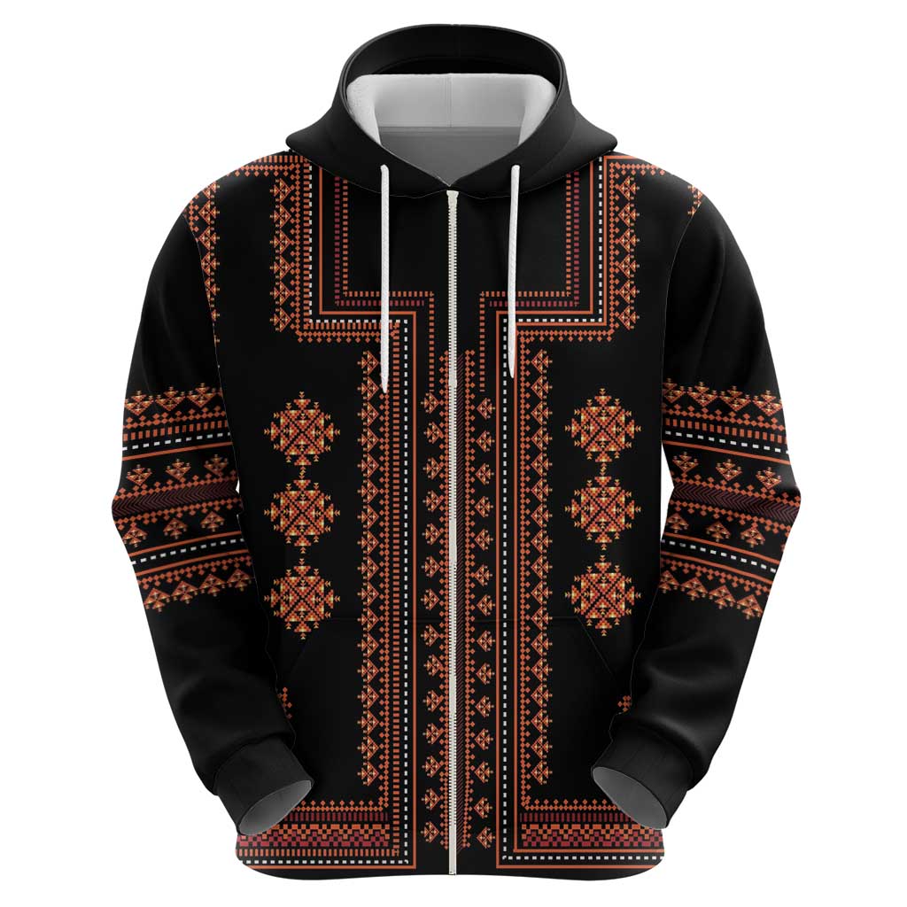 Bulgaria Traditional Pattern Red Zip Hoodie Balkan Culture - Wonder Print Shop