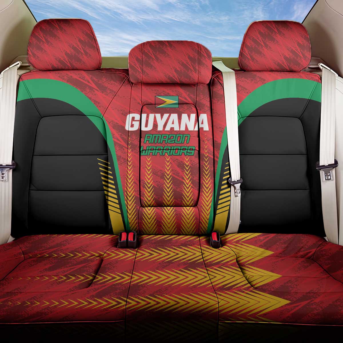Custom Amazon Warriors Guyana Cricket Back Car Seat Cover Ready For Glory Red Version - Wonder Print Shop