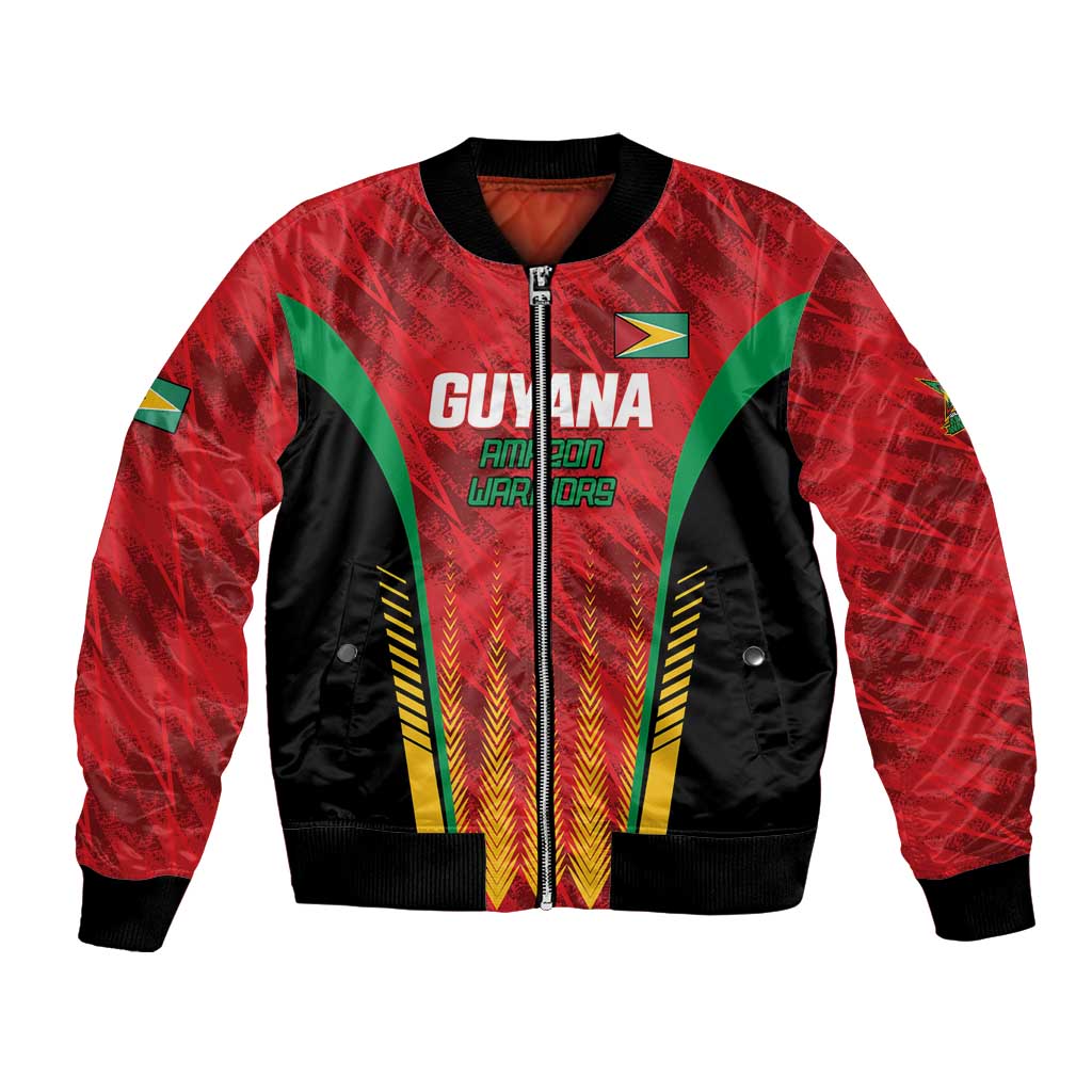 Custom Amazon Warriors Guyana Cricket Bomber Jacket Ready For Glory Red Version - Wonder Print Shop