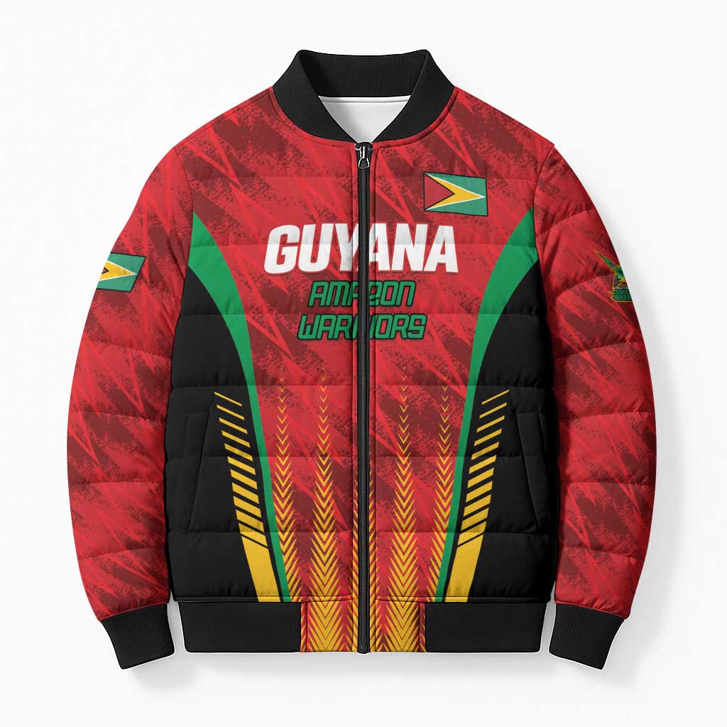 Custom Amazon Warriors Guyana Cricket Bomber Puffer Jacket Ready For Glory Red Version - Wonder Print Shop
