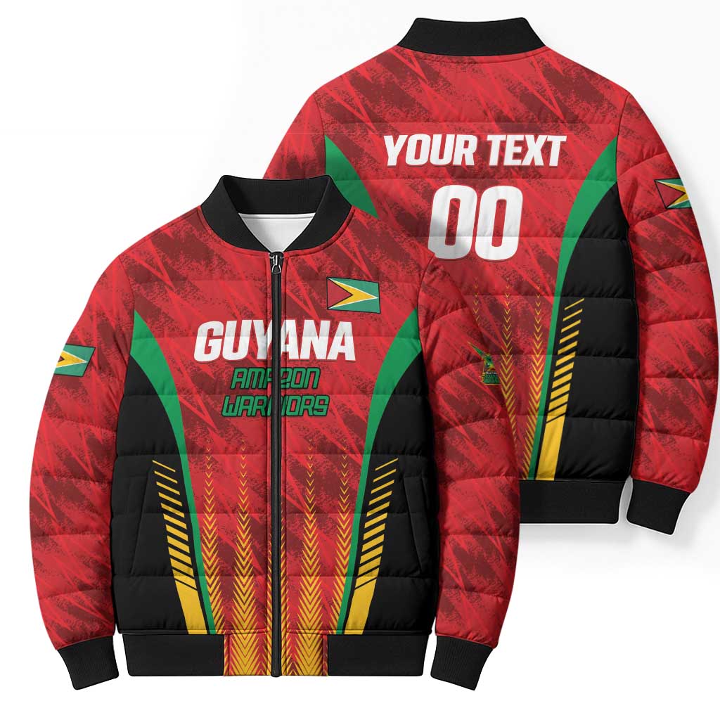Custom Amazon Warriors Guyana Cricket Bomber Puffer Jacket Ready For Glory Red Version - Wonder Print Shop