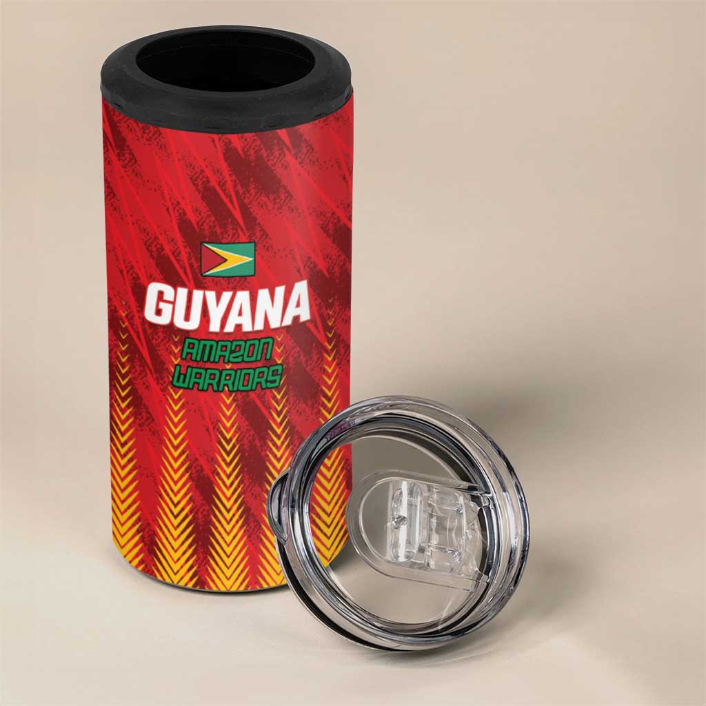 Custom Amazon Warriors Guyana Cricket 4 in 1 Can Cooler Tumbler Ready For Glory Red Version - Wonder Print Shop
