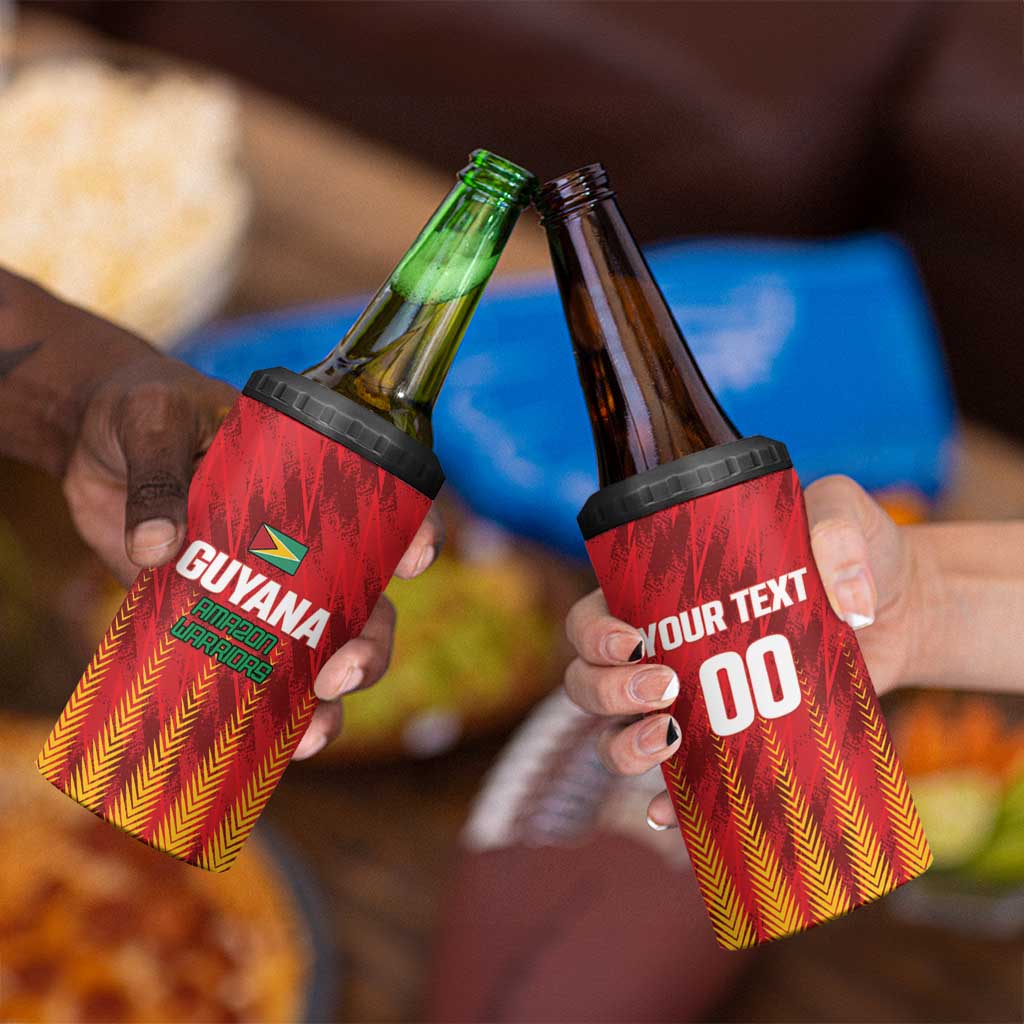 Custom Amazon Warriors Guyana Cricket 4 in 1 Can Cooler Tumbler Ready For Glory Red Version - Wonder Print Shop