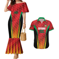 Custom Amazon Warriors Guyana Cricket Couples Matching Mermaid Dress and Hawaiian Shirt Ready For Glory Red Version - Wonder Print Shop