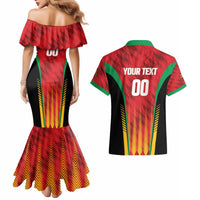 Custom Amazon Warriors Guyana Cricket Couples Matching Mermaid Dress and Hawaiian Shirt Ready For Glory Red Version - Wonder Print Shop
