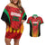 Custom Amazon Warriors Guyana Cricket Couples Matching Off Shoulder Short Dress and Hawaiian Shirt Ready For Glory Red Version - Wonder Print Shop