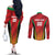 Custom Amazon Warriors Guyana Cricket Couples Matching Off The Shoulder Long Sleeve Dress and Long Sleeve Button Shirt Ready For Glory Red Version - Wonder Print Shop