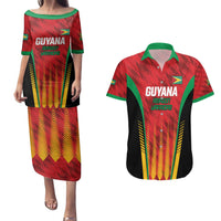 Custom Amazon Warriors Guyana Cricket Couples Matching Puletasi and Hawaiian Shirt Ready For Glory Red Version - Wonder Print Shop