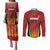 Custom Amazon Warriors Guyana Cricket Couples Matching Puletasi and Long Sleeve Button Shirt Ready For Glory Red Version - Wonder Print Shop