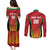 Custom Amazon Warriors Guyana Cricket Couples Matching Puletasi and Long Sleeve Button Shirt Ready For Glory Red Version - Wonder Print Shop