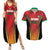 Custom Amazon Warriors Guyana Cricket Couples Matching Summer Maxi Dress and Hawaiian Shirt Ready For Glory Red Version - Wonder Print Shop
