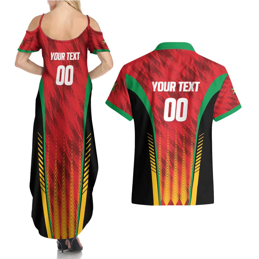 Custom Amazon Warriors Guyana Cricket Couples Matching Summer Maxi Dress and Hawaiian Shirt Ready For Glory Red Version - Wonder Print Shop