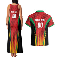 Custom Amazon Warriors Guyana Cricket Couples Matching Tank Maxi Dress and Hawaiian Shirt Ready For Glory Red Version - Wonder Print Shop