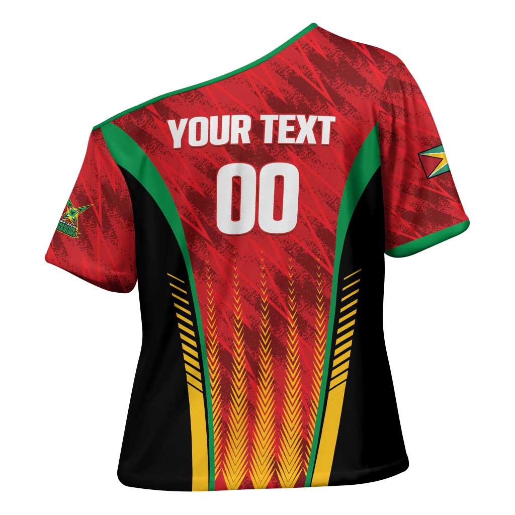 Custom Amazon Warriors Guyana Cricket Cross Shoulder Shirt Ready For Glory Red Version - Wonder Print Shop