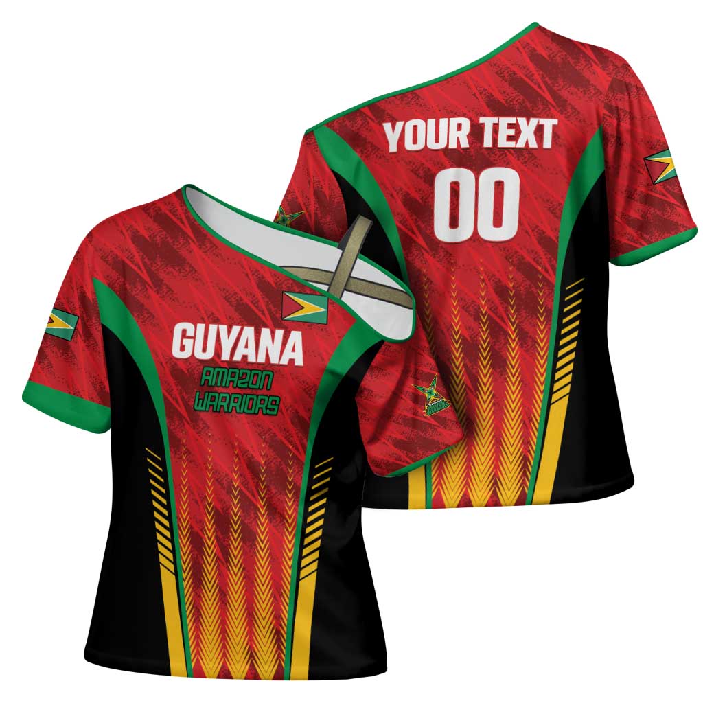 Custom Amazon Warriors Guyana Cricket Cross Shoulder Shirt Ready For Glory Red Version - Wonder Print Shop