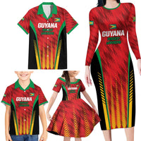 Custom Amazon Warriors Guyana Cricket Family Matching Long Sleeve Bodycon Dress and Hawaiian Shirt Ready For Glory Red Version - Wonder Print Shop