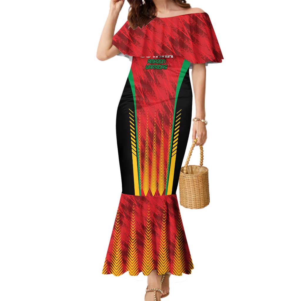 Custom Amazon Warriors Guyana Cricket Family Matching Mermaid Dress and Hawaiian Shirt Ready For Glory Red Version - Wonder Print Shop