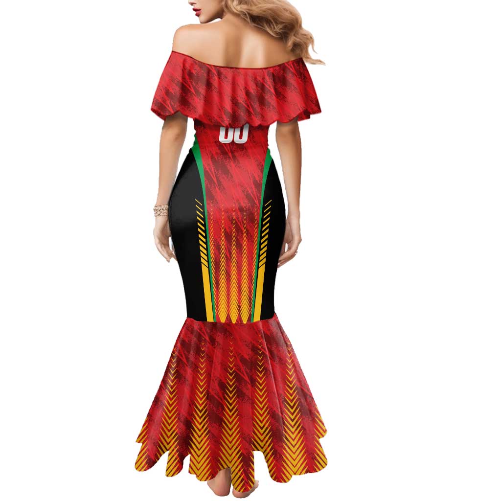 Custom Amazon Warriors Guyana Cricket Family Matching Mermaid Dress and Hawaiian Shirt Ready For Glory Red Version - Wonder Print Shop