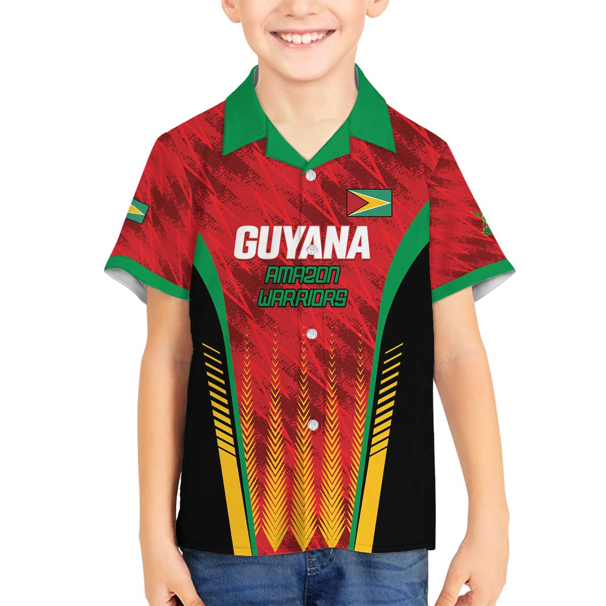 Custom Amazon Warriors Guyana Cricket Family Matching Off The Shoulder Long Sleeve Dress and Hawaiian Shirt Ready For Glory Red Version - Wonder Print Shop