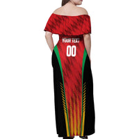 Custom Amazon Warriors Guyana Cricket Family Matching Off Shoulder Maxi Dress and Hawaiian Shirt Ready For Glory Red Version - Wonder Print Shop