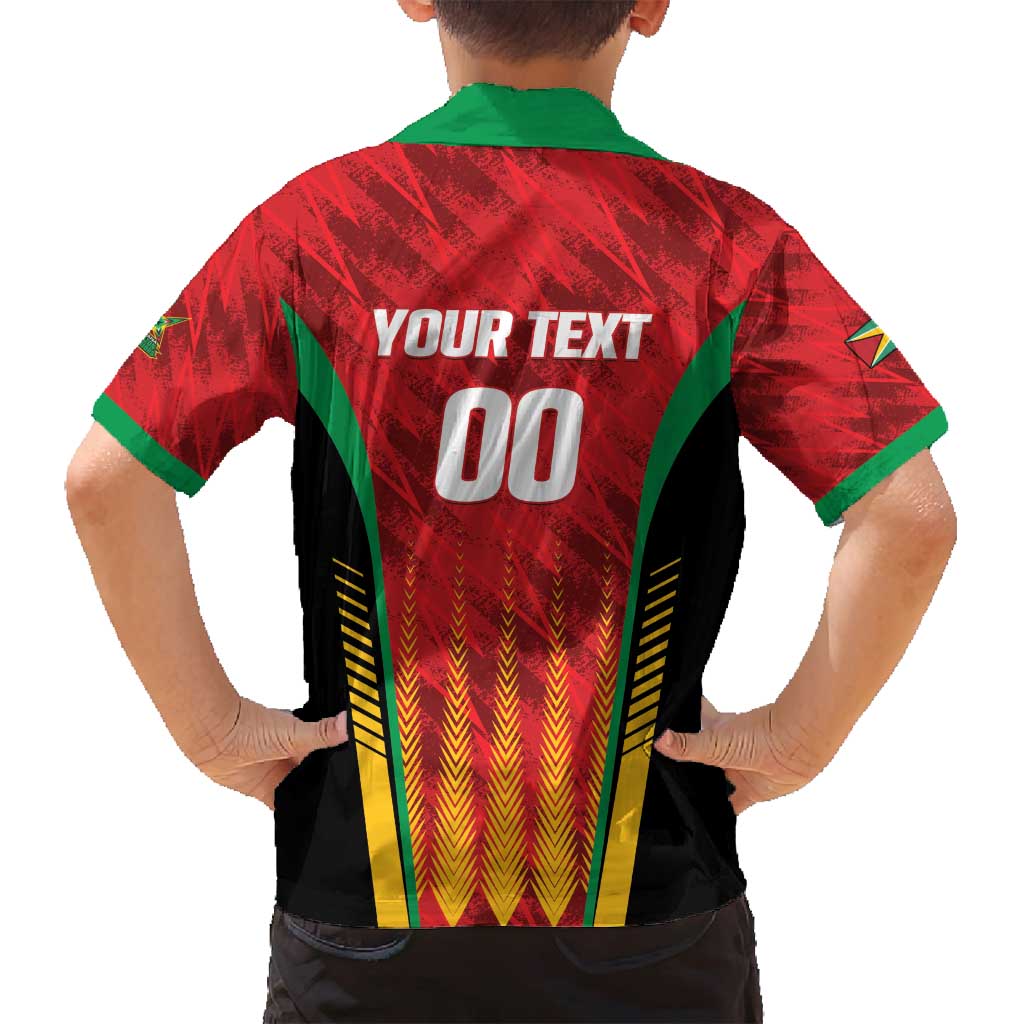 Custom Amazon Warriors Guyana Cricket Family Matching Off Shoulder Short Dress and Hawaiian Shirt Ready For Glory Red Version - Wonder Print Shop